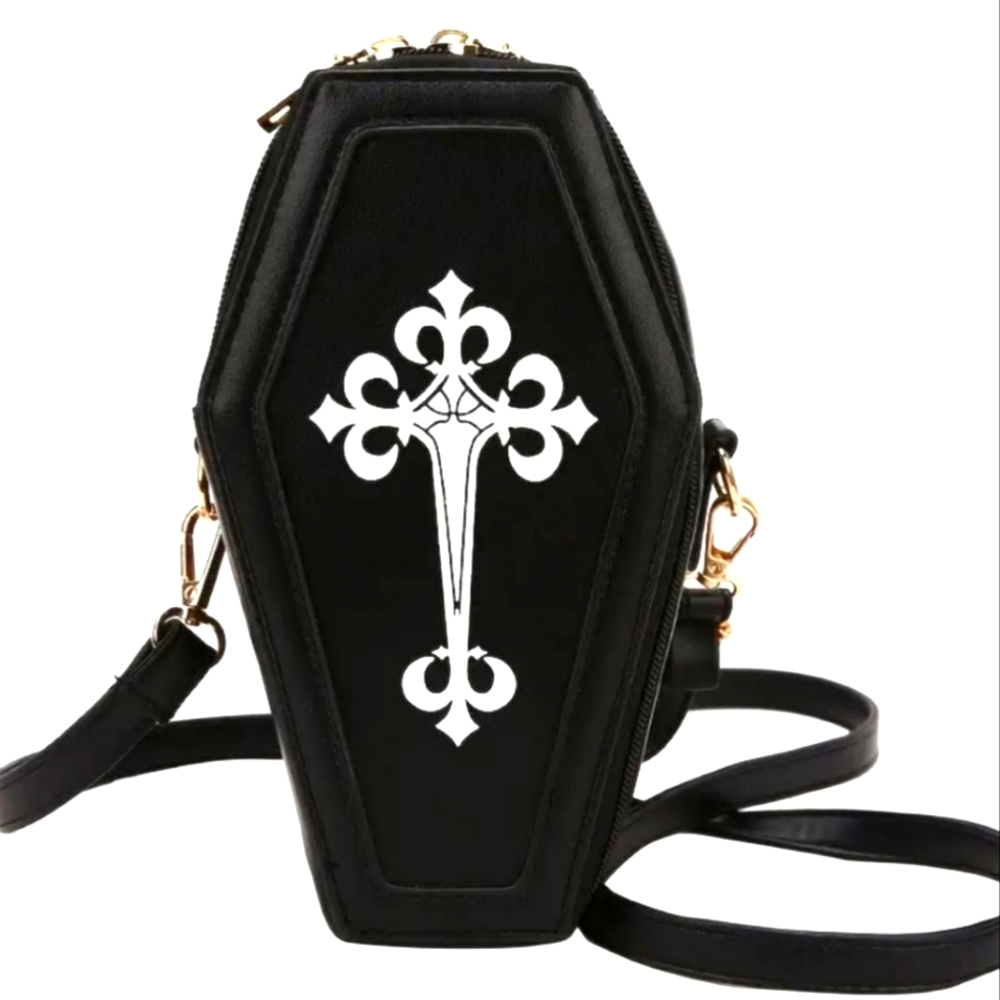 Black coffin purse bag crossbody